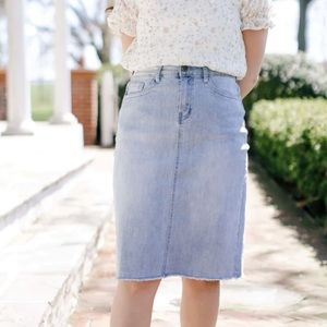 Light Wash Denim Skirt Knee Length